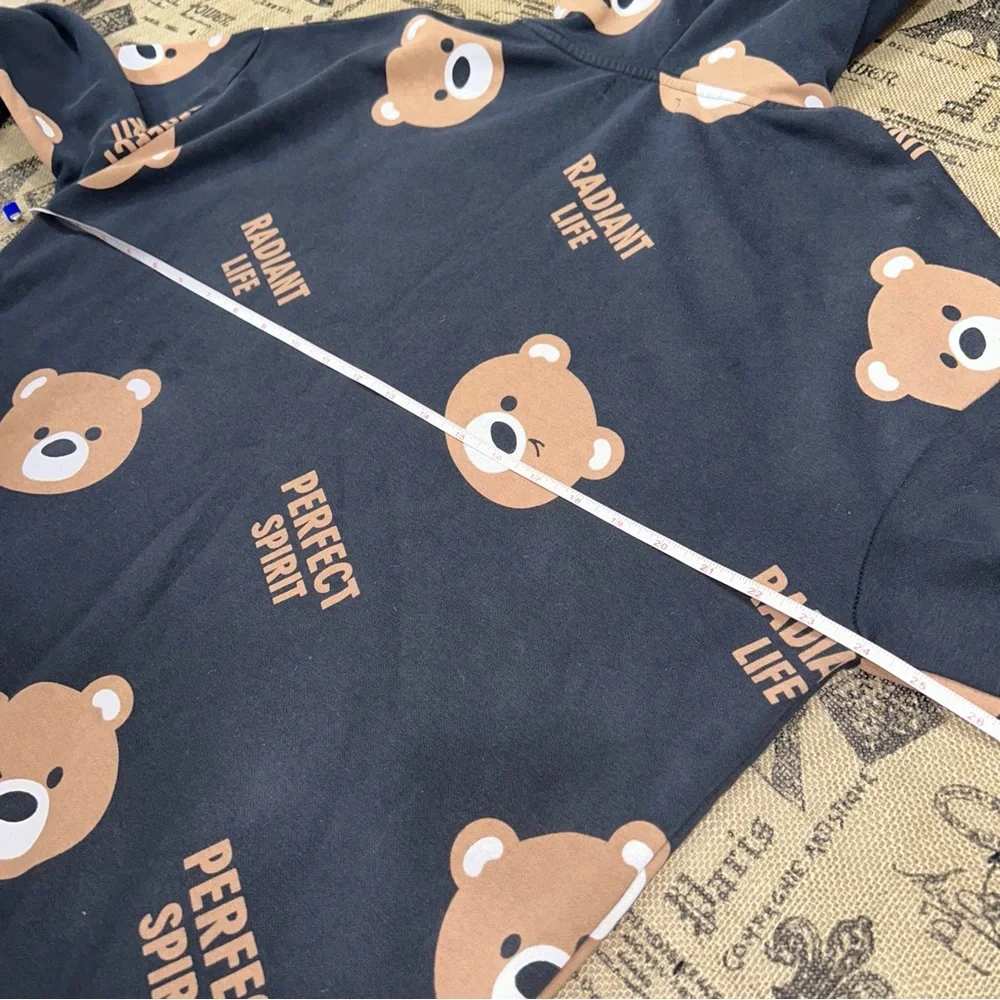 House Brand Bears Faces Perfect Spirit Dark Grey Hoodie Sweater Size M - Picture 11 of 13